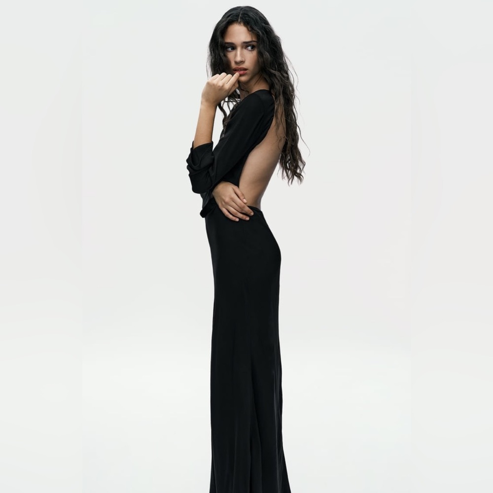 ZARA LONG OPEN BACK DRESS - Picture 7 of 9